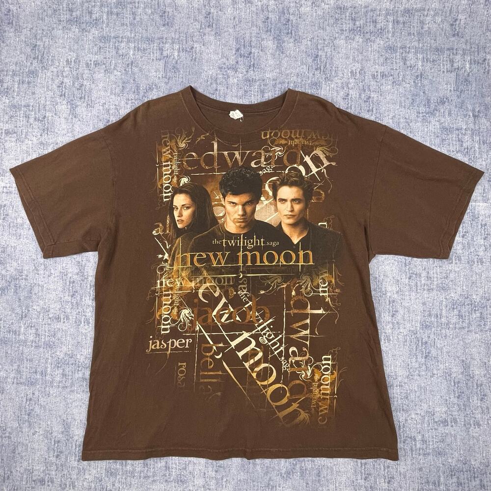 2009 Twilight New Moon Movie Graphic Tee Anvil XL Edward Bella Jacob Y2K Brown